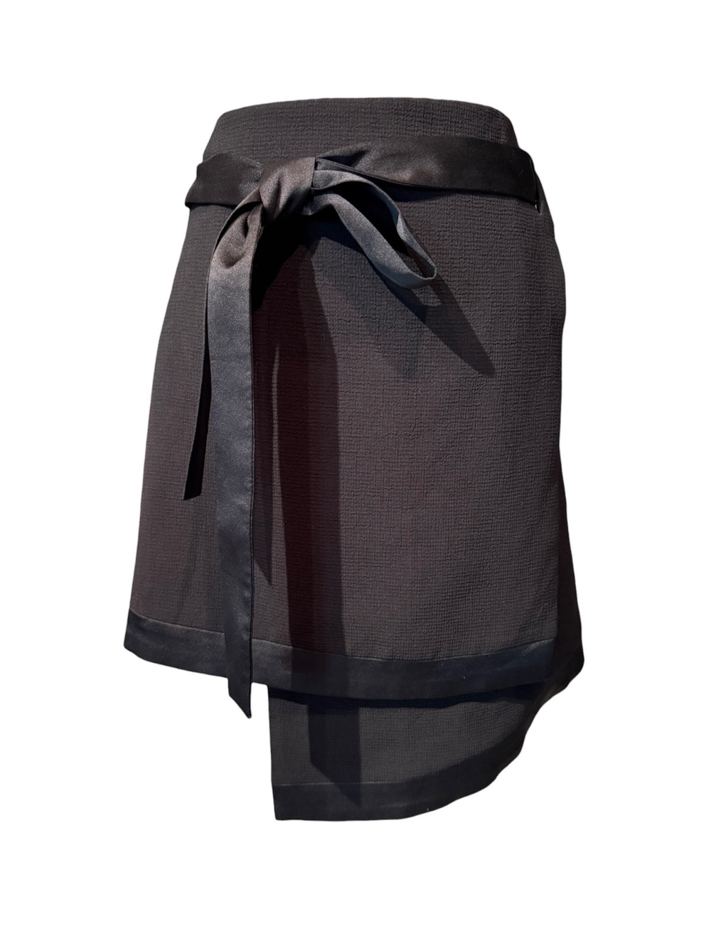 C/MEO Collective Asymmetric Black Skirt with Satin Trim